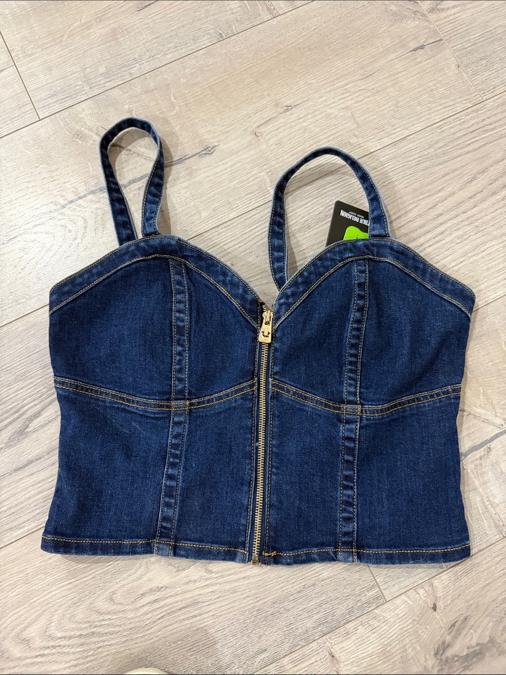 True Religion Dark Blue Denim Bustier Crop Top